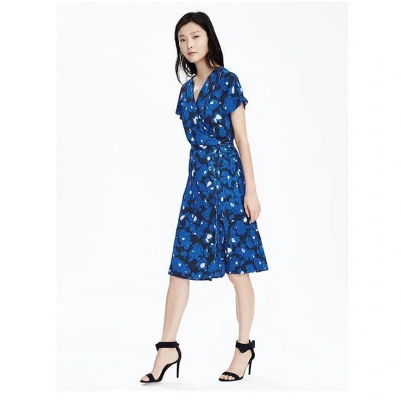 banana republic pleated wrap dress NWT Banana Republic Navy Blue Chiffon Pleated Midi Long Sleeve Dress Petite Sz 0